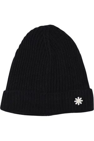 Manuel Ritz Homme, Accessoires, Bleu, Taille: ONE Size Bonnet en tricot côtelé bleu avec fleur