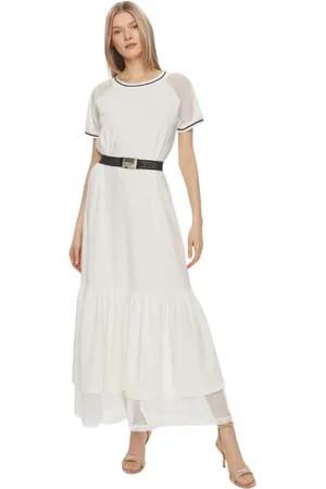 Liu Jo Femme, Robes, Blanc, Taille: 40 FR Robe longue blanche en coton pour femmes