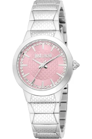 Roberto Cavalli Femme, Accessoires, Gris, Taille: ONE Size Élégante Montre Analogique en Acier Inoxydable