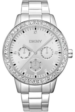 DKNY Femme, Accessoires, Gris, Taille: ONE Size Elegant Chronograph Analog Steel Watch