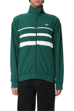 adidas Homme, Sweatshirts et sweats à capuche, Vert, Taille: S Veste de Piste Matelassée Verte à Rayures