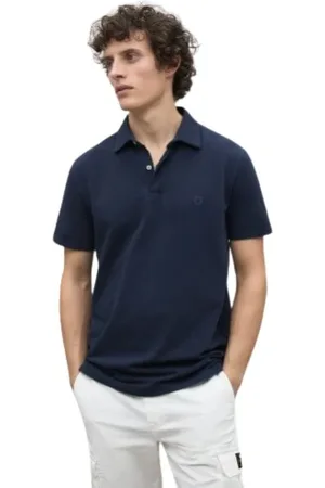 ECOALF Homme, Tops, Bleu, Taille: L Polo en Coton Biologique Bleu Marine Profond