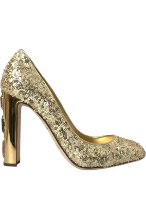 Dolce & Gabbana Femme, Chaussures, Jaune, Taille: 39 EU Talons Paillettes Cristal Or