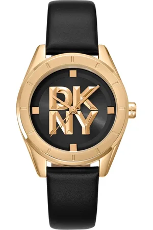 DKNY Femme, Accessoires, Noir, Taille: ONE Size Élégante Montre Analogique en Cuir avec Mouvement à Quartz