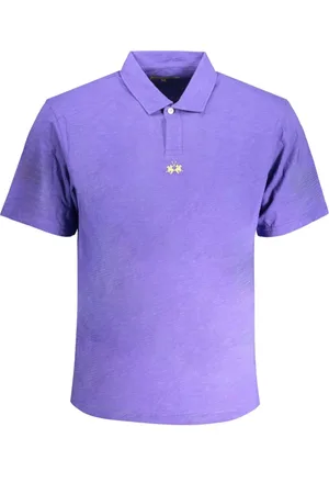 La Martina Homme, Tops, Violet, Taille: S Polo à Manches Courtes Violet Logo Brodé