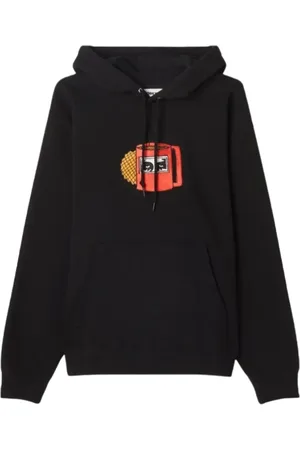 Obey Homme, Sweatshirts et sweats à capuche, Noir, Taille: S Sweat à Capuche en Coton Noir avec Logo Brodé