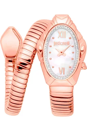 Roberto Cavalli Femme, Accessoires, Jaune, Taille: ONE Size Élégante Montre Analogique Quartz pour Femme