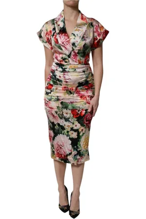 Dolce & Gabbana Femme, Robes, Multicolore, Taille: 36 FR Robe Midi Sheath Florale