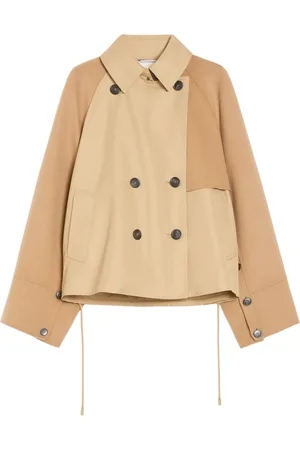 Max Mara Femme, Vestes, Brun, Taille: 36 FR Trench double boutonnage en gabardine imperméable