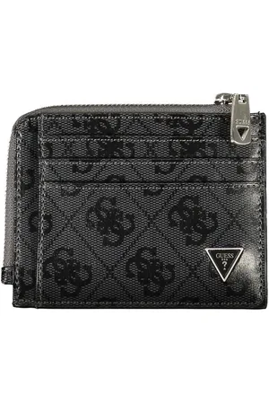 Guess Homme, Accessoires, Noir, Taille: ONE Size Portefeuille élégant en cuir noir avec des accents contrastants