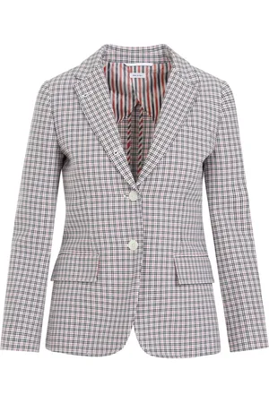 Thom Browne Femme, Vestes, Gris, Taille: 36 FR Veste à Carreaux Multicolore