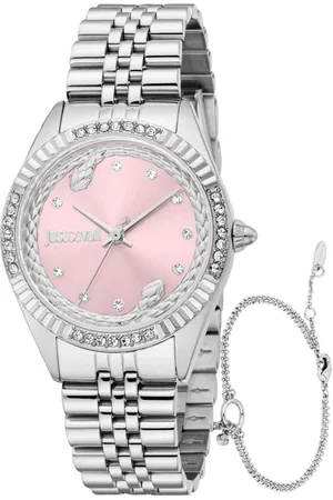 Roberto Cavalli Femme, Accessoires, Gris, Taille: ONE Size Elegant Quartz Analog Watch with Logo