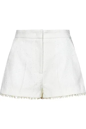 Msgm Femme, Shorts, Blanc, Taille: 38 FR Shorts Blancs en Tweed de Coton