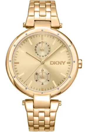DKNY Femme, Accessoires, Jaune, Taille: ONE Size Élégante Montre Chronographe à Quartz avec Bracelet en Acier