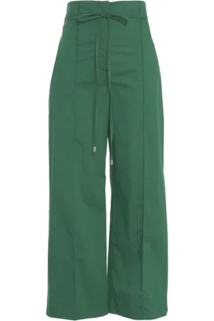 Liu Jo Femme, Pantalons, Vert, Taille: 42 FR Pantalon Large Taille Haute Vert