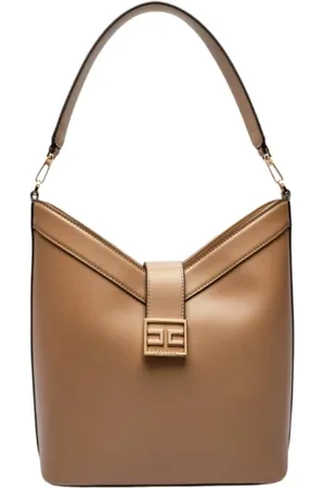 Elisabetta Franchi Femme, Sacs, Brun, Taille: ONE Size Sac à Bandoulière Camel avec Fermeture Magnétique