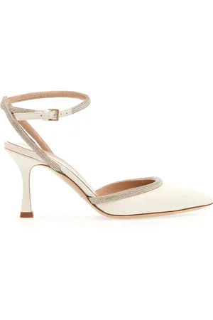 NINALILOU Femme, Chaussures, , Taille: 36 EU Escarpins Slingback en Cuir Ivoire et Strass