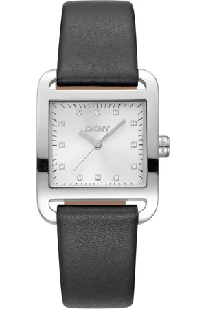 DKNY Femme, Accessoires, Noir, Taille: ONE Size Élégante Montre à Quartz avec Bracelet en Cuir