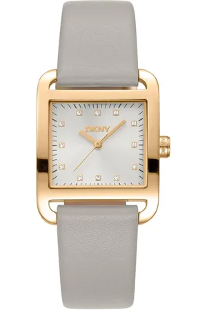 DKNY Femme, Accessoires, Gris, Taille: ONE Size Elegant Quartz Analog Watch with Logo