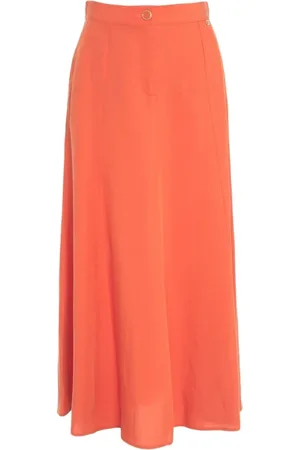 Liu Jo Femme, Jupes, Rouge, Taille: 38 FR Jupe Rouge en Mélange de Lin Évasée