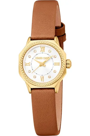 Roberto Cavalli Femme, Accessoires, Brun, Taille: ONE Size Élégante Montre à Quartz avec Bracelet en Cuir