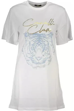 Roberto Cavalli Femme, Tops, Blanc, Taille: 44 FR T-shirt blanc en coton pour femmes