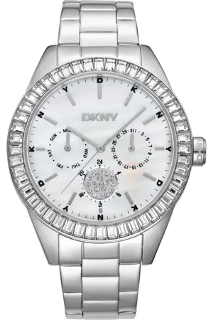 DKNY Femme, Accessoires, Gris, Taille: ONE Size Élégante Montre Chronographe en Acier à Quartz