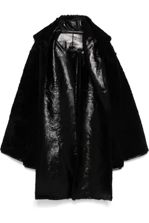 Alberta Ferretti Femme, Manteaux, Noir, Taille: 36 FR Manteau de Luxe en Cuir Noir Réversible