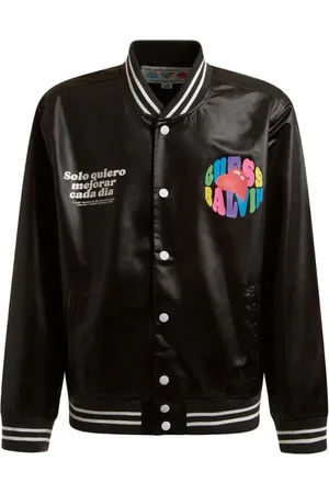 Guess Homme, Vestes, Noir, Taille: M Bomber élégant avec Logo Imprimé