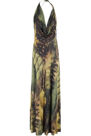 Amazuìn Femme, Robes, Multicolore, Taille: ONE Size Robe Longue Imprimée Jungle Multicolore