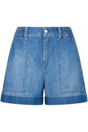 Liu Jo Femme, Shorts, Bleu, Taille: W31 Short en Denim de Coton et Lin