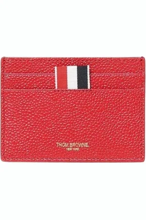 Thom Browne Homme, Accessoires, Rouge, Taille: ONE Size Porte-cartes en Cuir Rouge