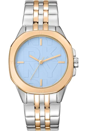 DKNY Femme, Accessoires, Gris, Taille: ONE Size Élégante Montre Analogique en Acier Inoxydable et Quartz
