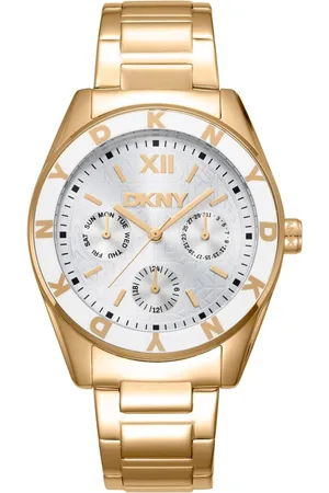 DKNY Femme, Accessoires, Jaune, Taille: ONE Size Elegant Quartz Analog Watch with Logo