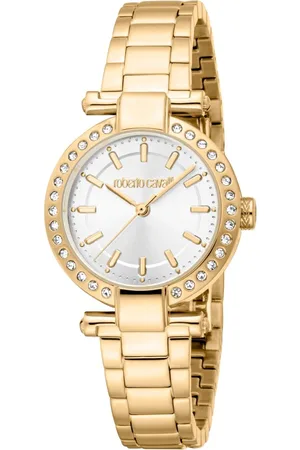 Roberto Cavalli Femme, Accessoires, Jaune, Taille: ONE Size Élégante Montre Analogique en Acier Inoxydable avec Quartz