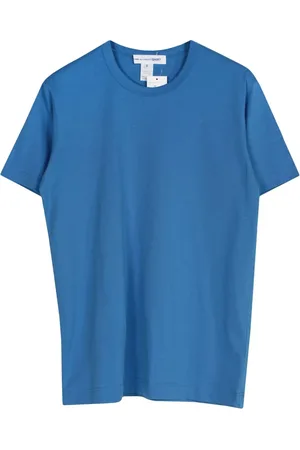 Comme des Garçons Homme, Tops, Bleu, Taille: L T-shirt Bleu Logo Manches Courtes Coton