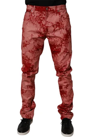 Dolce & Gabbana Homme, Jeans, Rouge, Taille: M Jean Skinny Denim Rouge Tie Dye