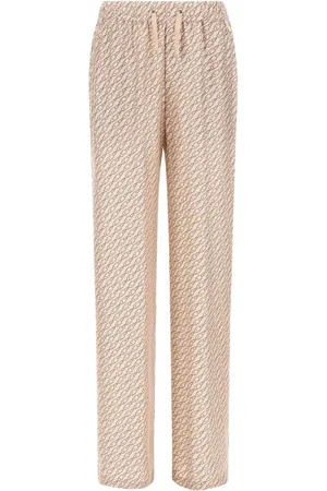 HERNO Femme, Pantalons, Rose, Taille: 38 FR Pantalon en Soie Camel avec Imprimé Crochet