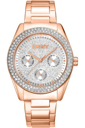 DKNY Femme, Accessoires, Jaune, Taille: ONE Size Élégante Montre Chronographe à Quartz avec Fermoir Deployant