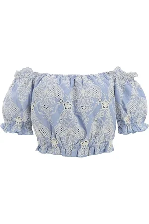 Guess Femme, Blouses et Chemises, Bleu, Taille: 40 FR Haut chic Bi-Color Logo