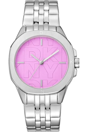 DKNY Femme, Accessoires, Gris, Taille: ONE Size Élégante Montre Analogique en Acier Inoxydable à Quartz
