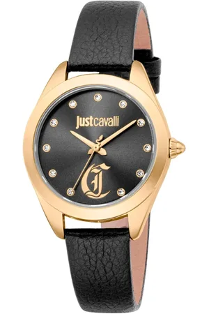 Roberto Cavalli Femme, Accessoires, Noir, Taille: ONE Size Élégante Montre Analogique en Cuir