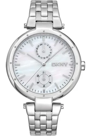 DKNY Femme, Accessoires, Gris, Taille: ONE Size Élégante Montre Chronographe à Quartz avec Fermoir Deployante
