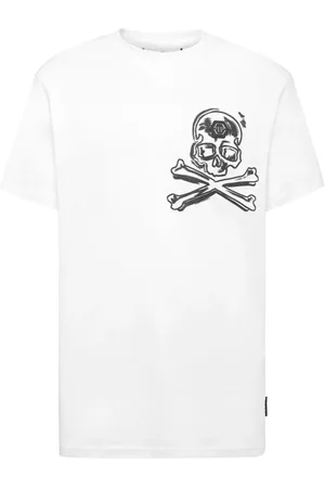 Philipp Plein Homme, Tops, Blanc, Taille: 4XL T-shirt Décontracté en Coton Noir