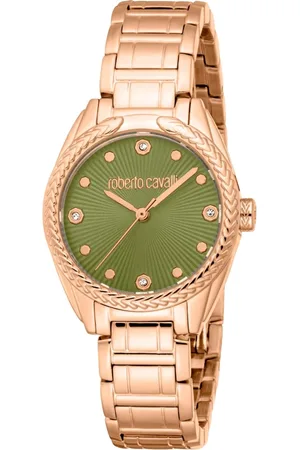 Roberto Cavalli Femme, Accessoires, Jaune, Taille: ONE Size Élégante Montre Analogique en Acier Inoxydable
