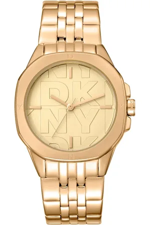 DKNY Femme, Accessoires, Jaune, Taille: ONE Size Élégante Montre Analogique en Acier Inoxydable et Quartz