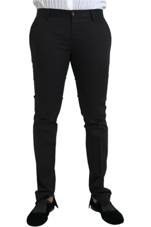 Dolce & Gabbana Homme, Pantalons, Noir, Taille: L Pantalon Noir Skinny en Coton Stretch