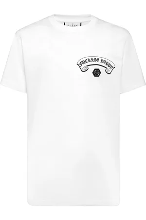 Philipp Plein Homme, Tops, Blanc, Taille: 4XL T-shirt Casual en Coton Noir