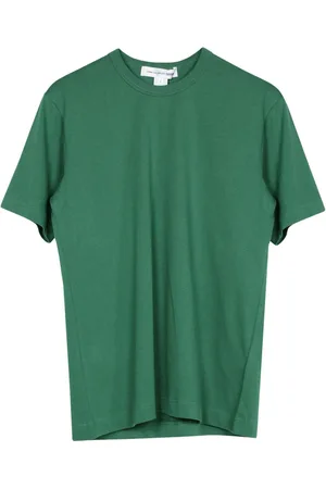 Comme des Garçons Homme, Tops, Vert, Taille: L T-shirt Vert à Logo Manches Courtes en Coton