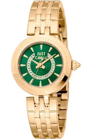 Roberto Cavalli Femme, Accessoires, Jaune, Taille: ONE Size Élégante Montre Analogique en Acier Inoxydable